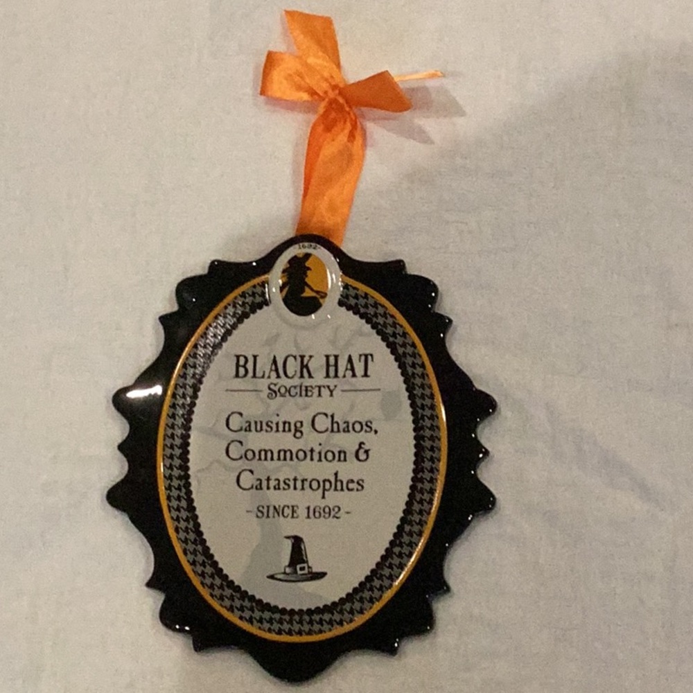 Black Hat Society Halloween Hanging Sign